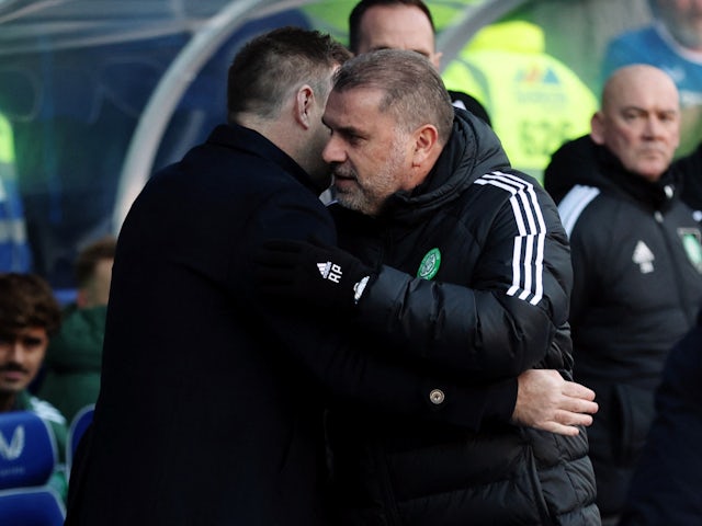 Rangers manager Michael Beale with Celtic manager Ange Postecoglou before the match on January 2, 2022