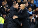 Manchester City manager Pep Guardiola with Chelsea manager Graham Potter after the match on January 8, 2023