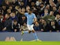 Manchester City's Riyad Mahrez celebrates scoring their first goal on January 5, 2023