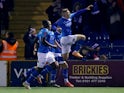 Stockport County's Will Collar celebrates scoring their third goal and his hat-trick on December 7, 2022