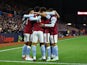 Aston Villa's Leon Bailey celebrates scoring their first goal with teammates on January 13, 2023