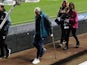 Newcastle United's Bruno Guimaraes is seen on crutches after the match on January 15, 2023