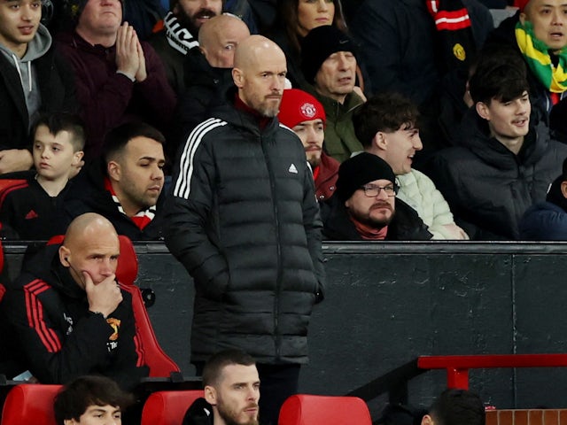 Manchester United manager Erik ten Hag during the match on January 10, 2023