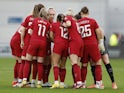 Liverpool Women players in a huddle before the match on October 30, 2022
