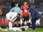 Paris Saint-Germain's (PSG) Nordi Mukiele receives medical attention after sustaining an injury as Neymar and Stade Rennes' Arthur Theate look on on January 15, 2023