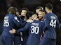 Paris Saint-Germain's (PSG) Lionel Messi celebrates scoring their second goal with Neymar and teammates on January 11, 2023