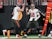 Tampa Bay Buccaneers tight end Kyle Rudolph (8) and quarterback Tom Brady (12) celebrate after a touchdown pass against the Atlanta Falcons in the first quarter at Mercedes-Benz Stadium on January 8, 2023