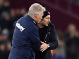 West Ham United manager David Moyes and Everton manager Frank Lampard after the match on January 21, 2023
