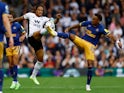 United's Joe Willock in action with Fulham's Kevin Mbabu Action on October 1, 2022