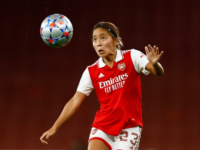 Mana Iwabuchi in action for Arsenal Women in October 2022