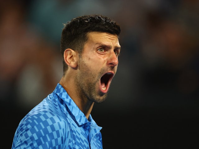 Novak Djokovic reacts at the Australian Open on January 19, 2023