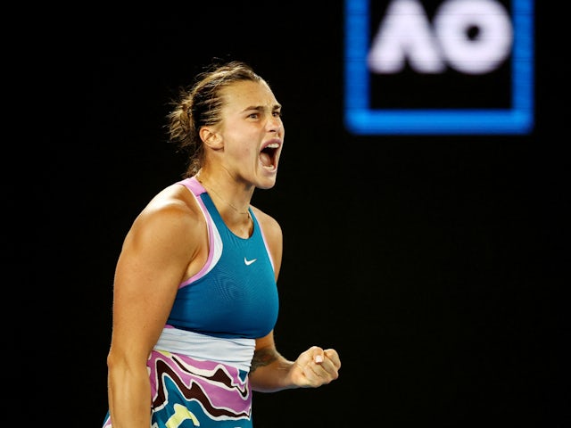 Aryna Sabalenka reacts at the Australian Open on January 26, 2023