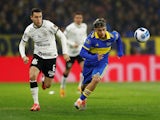 Boca Juniors' Exequiel Zeballos in action with Corinthians' Lucas Piton on July 5, 2022