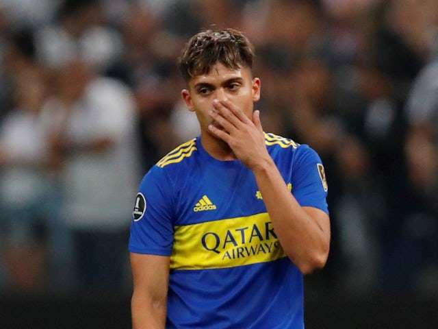 Boca Juniors' Exequiel Zeballos reacts on April 26, 2022