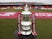 A general view of the FA Cup trophy is seen inside the stadium before the match on January 28, 2023