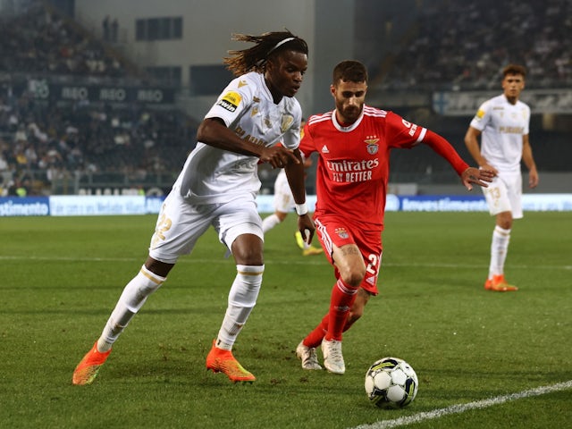 Vitoria Guimaraes' Ibrahima Bamba in action with Benfica's Rafa Silva on October 1, 2022