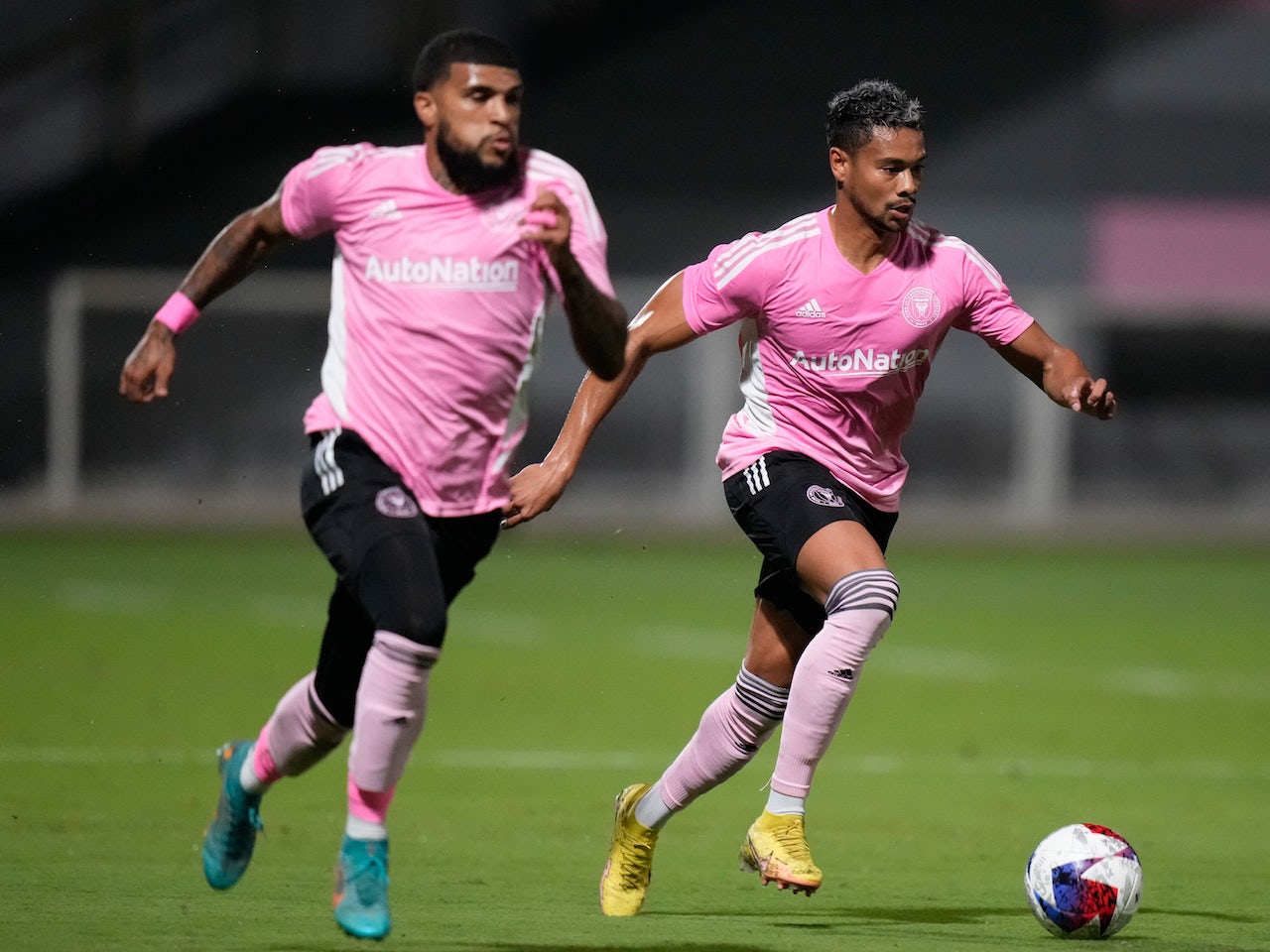 Inter Miami CF forward Ariel Lassiter (11) dribbles the ball up the field against the St. Louis CITY SC during the first period at Florida Blue Training Center on January 28, 2023