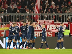 Koln celebrate their first goal scored by Ellyes Skhiri on January 24, 2023