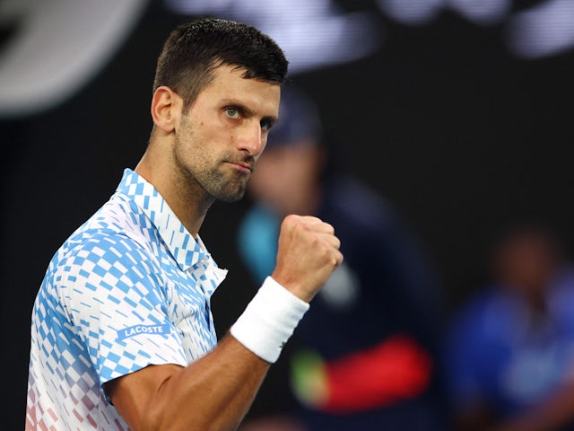Novak Djokovic reacts at the Australian Open on January 29, 2023
