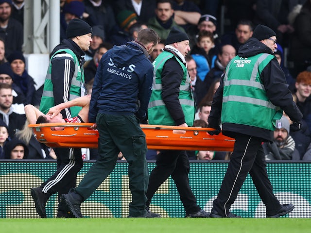 Sunderland's Ross Stewart is carried away in a stretcher after sustaining an injury on January 28, 2023