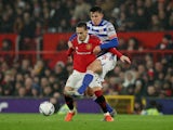 Manchester United's Antony in action with Reading's Tom Mcintyre on January 28, 2023