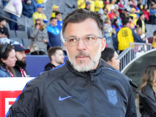 USA coach Anthony Hudson in the first half against Columbia at Dignity Health Sports Park on January 28, 2023