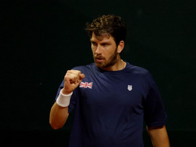 Cameron Norrie in action at the Davis Cup qualifiers on February 3, 2023