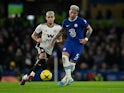 Fulham's Andreas Pereira in action with Chelsea's Enzo Fernandez on February 3, 2023