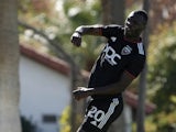 DC United player Christian Benteke reacts before a pre-season MLS game against Charlotte FC at Empire Polo Club on February 1, 2023