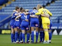 Leicester City Women players in a huddle before the match on February 4, 2023