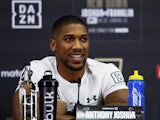 Anthony Joshua at a press conference ahead of his fight with Jermaine Franklin.