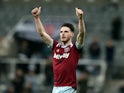 West Ham United's Declan Rice celebrates after the match on February 4, 2023