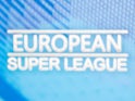 An image of the words "European Super League" taken on April 20, 2021