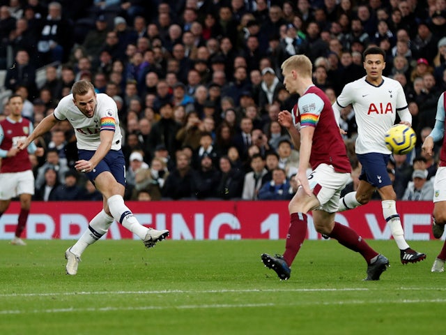 Harry Kane scores for Tottenham Hotspur against Burnley in December 2019
