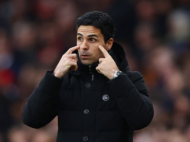 Arsenal manager Mikel Arteta reacts on February 11, 2023