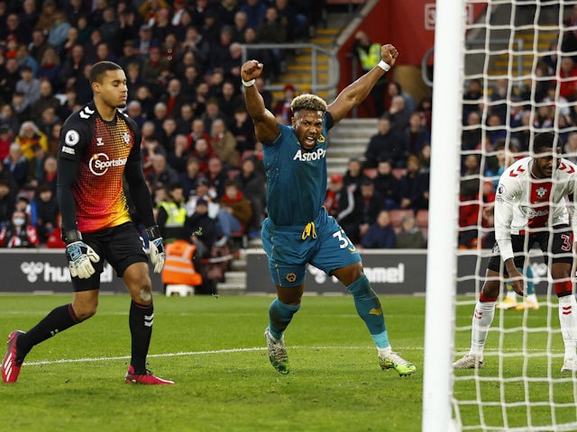 Wolverhampton Wanderers's Adama Traore celebrates a goal against Southampton on February 11, 2023