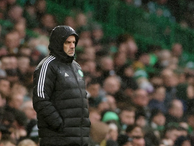 Celtic manager Ange Postecoglou reacts on February 18, 2023