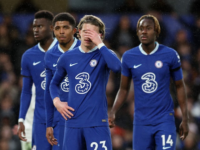 Chelsea's Conor Gallagher looks dejected after the match on February 18, 2023