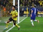 Borussia Dortmund's Karim Adeyemi celebrates scoring against Chelsea on February 15, 2023