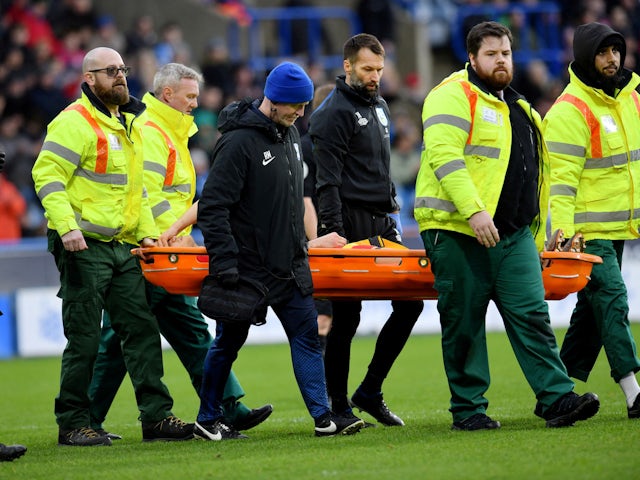 Birmingham City's Krystian Bielik stretchered off injured on February 18, 2023