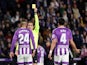 Real Valladolid's Joaquin is shown a yellow card by referee Jose Luis Munuera Montero on December 30, 2022