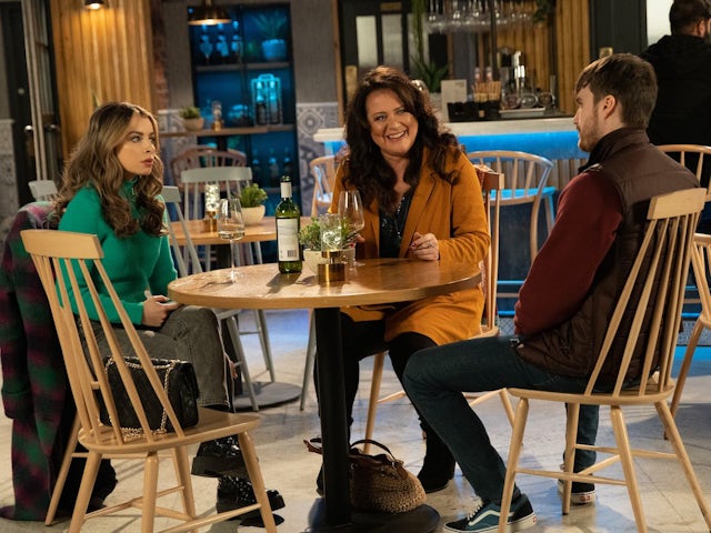 Daisy, Christina and Justin on Coronation Street on March 6, 2023