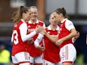 Arsenal Women's Lia Walti, Katie McCabe, Kim Little and Frida Leonhardsen-Maanum before the match on February 26, 2023
