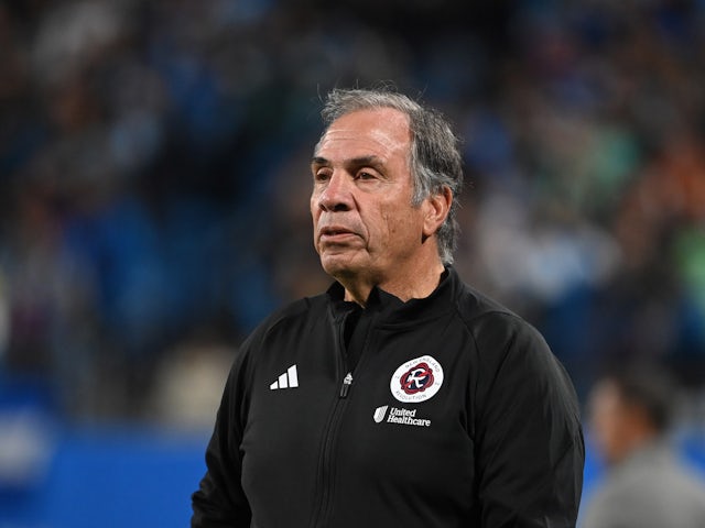 New England Revolution head coach Bruce Arena on the sidelines in the second half at Bank of America Stadium on February 25, 2023