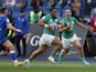 Ireland's Bundee Aki scores against Italy on February 25, 2023