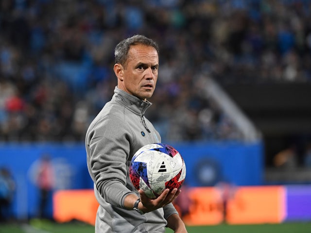 Charlotte FC head coach Christian Lattanzio on the sidelines in the second half at Bank of America Stadium. on February 25, 2023