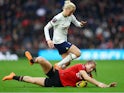 Tottenham Hotspur's Eveliina Summanen in action with Manchester United's Maya Le Tissier on February 12, 2023