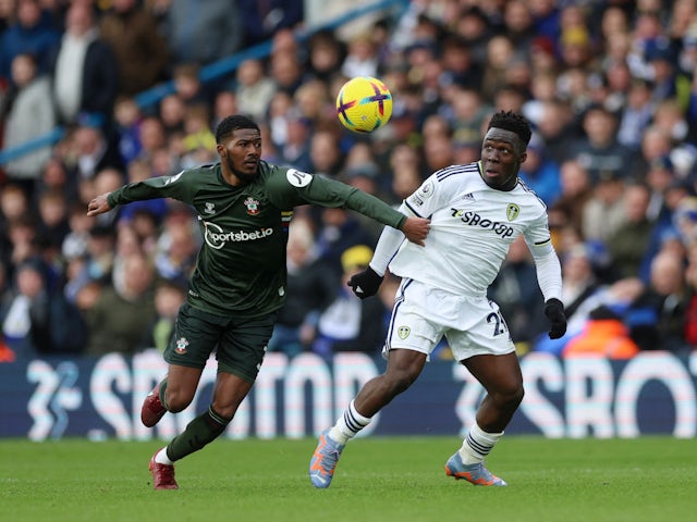 Southampton's Ainsley Maitland-Niles in action with Leeds United's Willy Gnonto on February 25, 2023