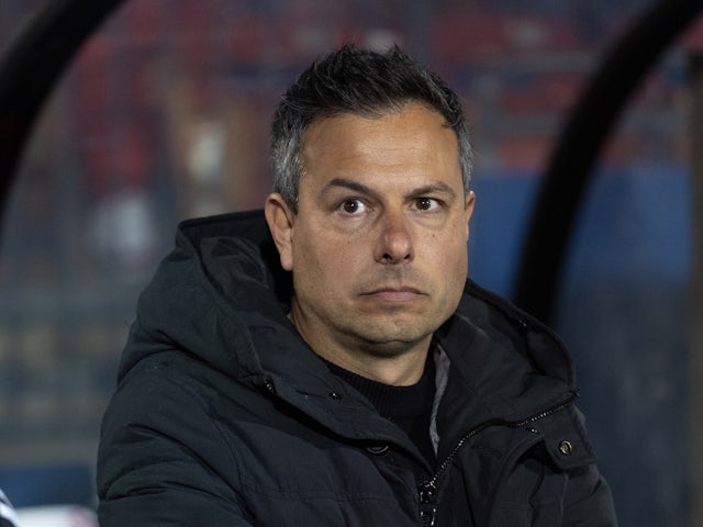 FC Dallas head coach Nico Estevez on the pitch before the match against Minnesota United at Toyota Stadium on February 25, 2023