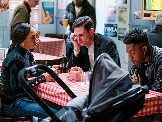 Chelsea, Zack and Felix on EastEnders on March 2, 2023